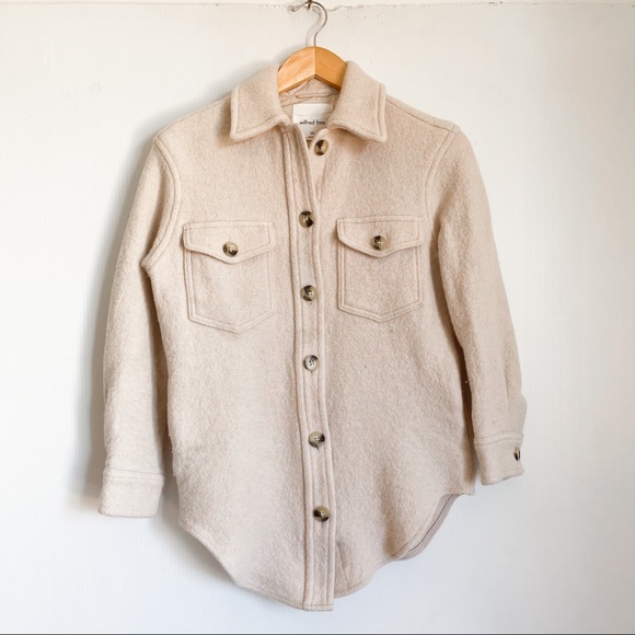 Aritzia | Wilfred Free The Ganna Shacket in Cream Beige 100% Wool - Picture 3 of 8